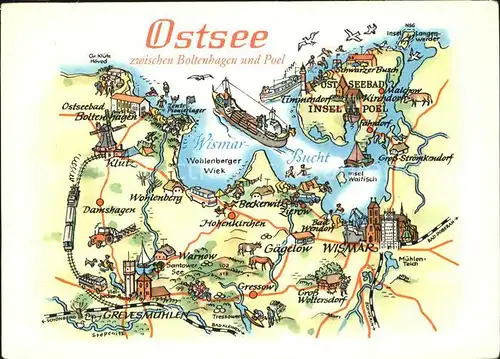 Boltenhagen Ostseebad Landkarte Ostssee zwischen Boltenhagen und Poel Kat. Ostseebad Boltenhagen