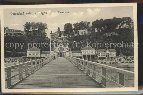 Sellin Ostseebad Ruegen Strand Seebruecke Hochufer Panorama Kat. Sellin Ostseebad