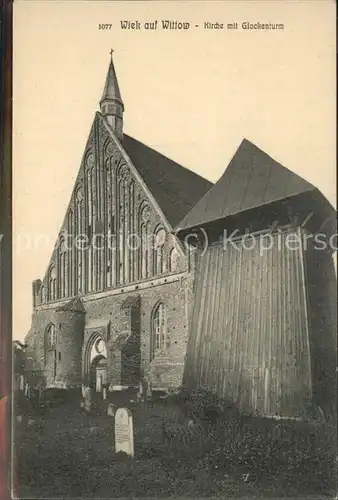 Wiek Ruegen Wittow Kirche mit Glockenstuhl aus Holz Kat. Wiek