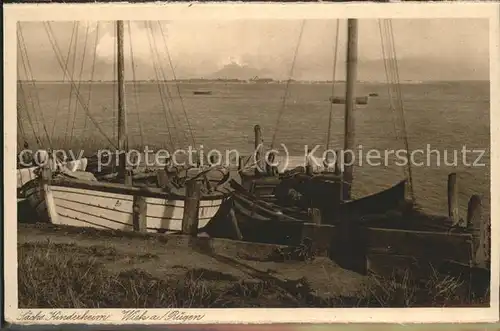 Wiek Ruegen Fernblick auf Saechsisches Kinderheim von Dranske aus Boote Kat. Wiek