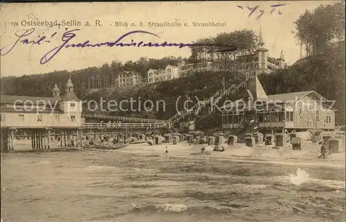 Sellin Ostseebad Ruegen Strand Seebruecke Hochufer Panorama Strandhalle Strandhotel Kat. Sellin Ostseebad