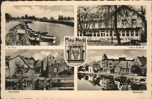 Plau See Gasthaus Waldheim Seelust Kanal Wasserstrasse Wappen / Plau See /Parchim LKR