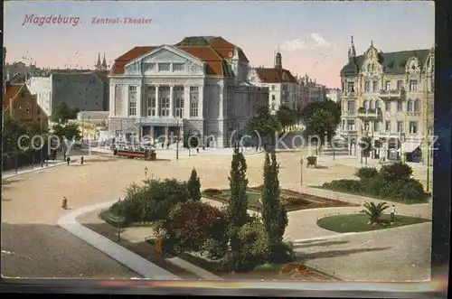 Magdeburg Zentral Theater Strassenbahn Kat. Magdeburg