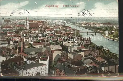 Magdeburg Totalansicht Dom Elbe Bruecke Kat. Magdeburg