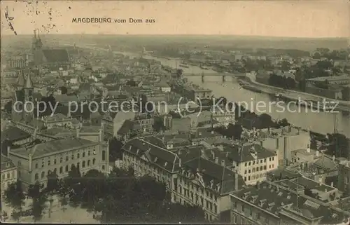 Magdeburg Panorama Blick vom Dom Elbe Bruecke  Kat. Magdeburg