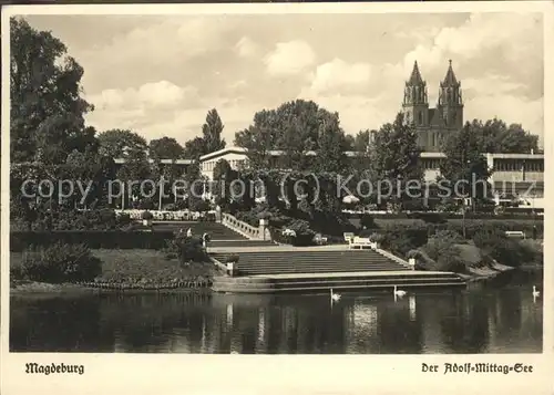 Magdeburg Adolf Mittag See Schwan Ausstellungshalle Dom Kat. Magdeburg