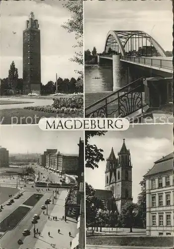 Magdeburg Aussichtsturm im Kulturpark Wilhelm Pieck Bruecke Allee Dom Kat. Magdeburg