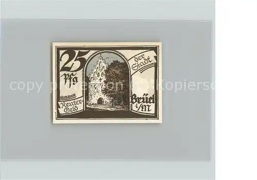 Brueel Mecklenburg Vorpommern 25 Pfennig Reutergeld / Brueel /Parchim LKR