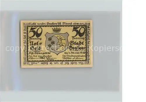 Grabow Mecklenburg 50 Pfennig Gutschein Krone Bollhagen Kat. Grabow Mecklenburg