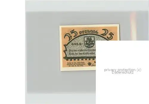 Goldberg Mecklenburg 25 Pfennig Reutergeld Baeuerliches Anwesen Wappen Kat. Goldberg Mecklenburg