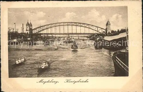 Magdeburg Koenigsbruecke Dampfschiff Kat. Magdeburg