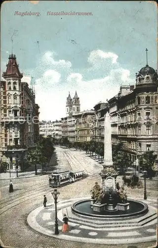 Magdeburg Hasselbachbrunnen Strassenbahn Kat. Magdeburg