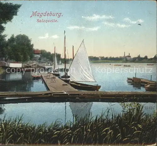 Magdeburg Salzquelle Segelboot Kat. Magdeburg