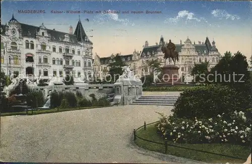 Magdeburg Kaiser Wilhelm Platz Denkmal Brunnen Kat. Magdeburg