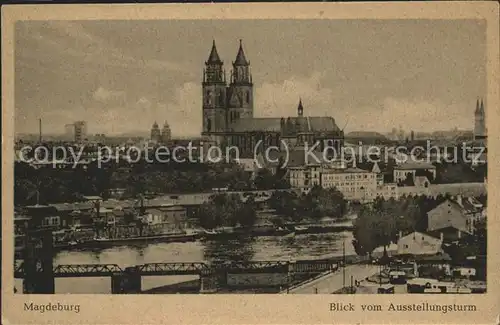 Magdeburg Ausstellungsturm Blick Kat. Magdeburg