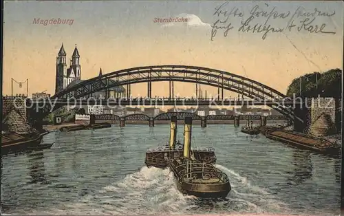 Magdeburg Sternbruecke Dampfschiff Kat. Magdeburg
