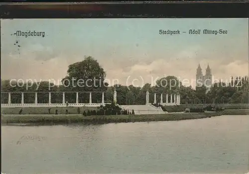 Magdeburg Stadtpark Adolf Mittag See Kat. Magdeburg
