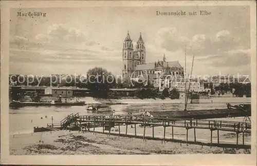 Magdeburg Domansicht Elbe Kat. Magdeburg