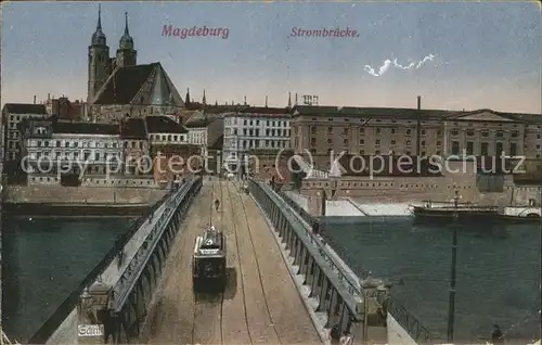 Magdeburg Strombruecke Strassenbahn Kat. Magdeburg