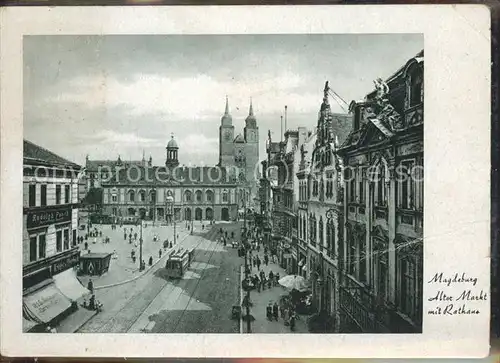 Magdeburg Alter Markt Rathaus Strassenbahn Kat. Magdeburg