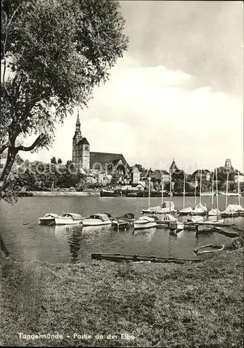 Tangermuende Elbepartie Bootshafen Kirche Kat. Tangermuende