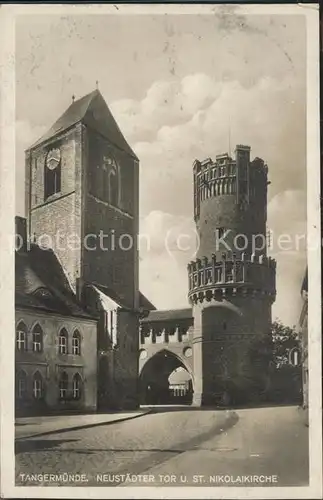 Tangermuende Neustaedter Tor und St Nikolaikirche Kat. Tangermuende
