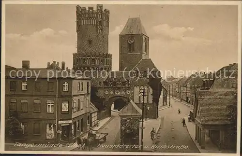 Tangermuende Neustaedter Tor mit Kirchstrasse Kat. Tangermuende