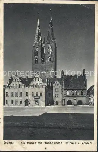 Stendal Marktplatz Marienkirche Rathaus Roland Kat. Stendal