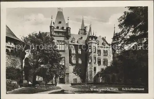 Wernigerode Harz Schloss mit Terrasse Kat. Wernigerode