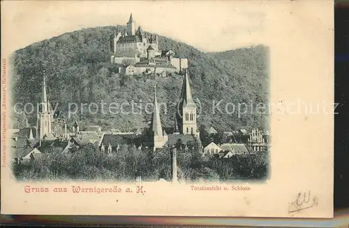Wernigerode Harz Blick zum Schloss Kat. Wernigerode