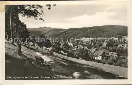 Wernigerode Harz Blick auf Hasserode u.Brocken Kat. Wernigerode