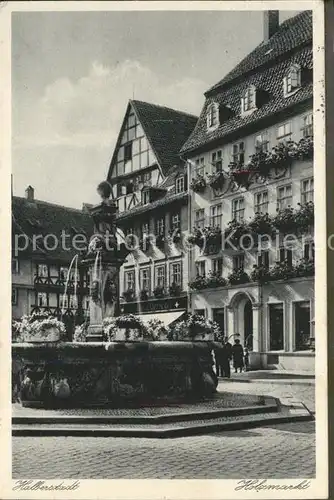 Halberstadt Am Holzmarkt mit Brunnen Kat. Halberstadt