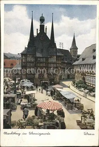 Wernigerode Harz Markttag am Rathaus Kat. Wernigerode