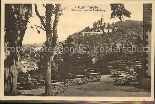 Wernigerode Harz Blick zum Schloss vom Kurhotel Lindenberg Kat. Wernigerode