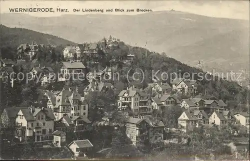 Wernigerode Harz Lindenberg mit Blick auf den Brocken Kat. Wernigerode