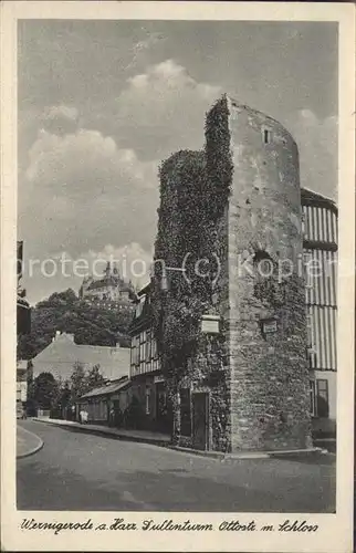 Wernigerode Harz Turm Ottoste mit Schloss Kat. Wernigerode