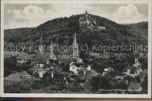 Wernigerode Harz Schloss Stadt Panorama Kat. Wernigerode