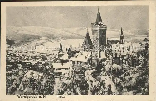 Wernigerode Harz Schloss im Schnee Kat. Wernigerode