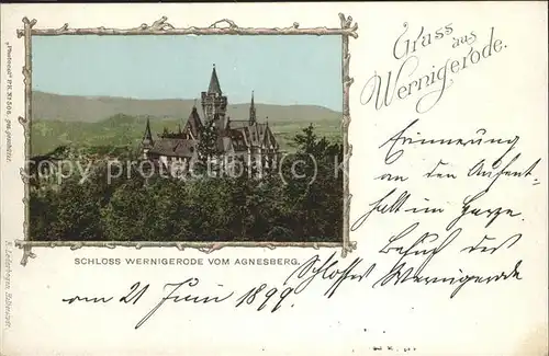 Wernigerode Harz Schloss vom Agnesberg gesehen Kat. Wernigerode