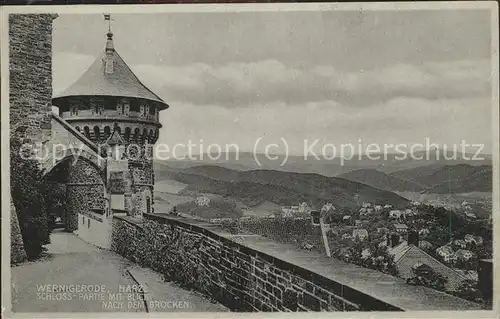 Wernigerode Harz Schloss mit Blick auf Brocken Kat. Wernigerode