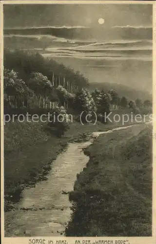 Sorge Harz An der Warmen Bode bei Nacht Kat. Sorge Harz