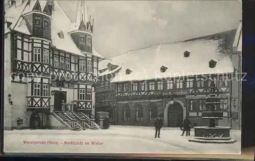 Wernigerode Harz Marktplatz im Winter Kat. Wernigerode
