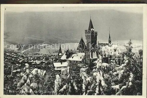 Wernigerode Harz Schloss im Schnee Kat. Wernigerode