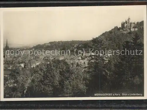 Wernigerode Harz Blick vom Lindenberg Schloss Kat. Wernigerode