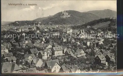 Wernigerode Harz Blick von Sennhuette Panorama mit Schloss Kat. Wernigerode