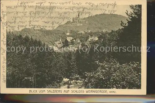 Wernigerode Harz Blick vom Salzberg auf Schloss Kat. Wernigerode
