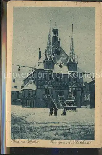 Wernigerode Harz Rathaus im Schnee Kat. Wernigerode
