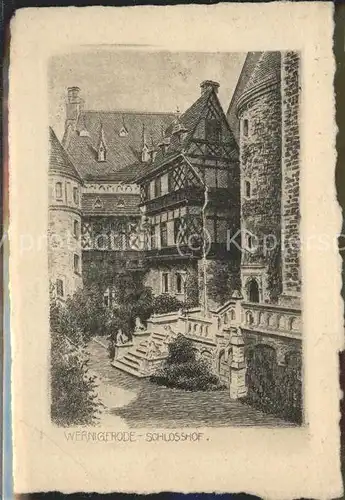 Wernigerode Harz Schlosshof Kuenstlerkarte Kat. Wernigerode