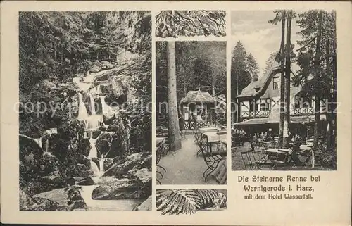 Wernigerode Harz Steinerne Renne Hotel Wasserfall Gartenterrasse Kat. Wernigerode