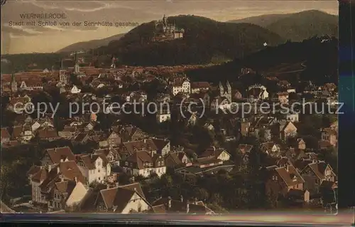 Wernigerode Harz Panorama mit Schloss von Sennhuette gesehen Kat. Wernigerode